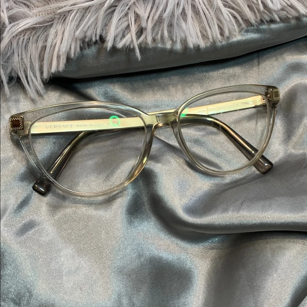 🌹VINTAGE Versace • Women's Clear Cat-Eye Optical Glasses - Clear Gold RX Frames